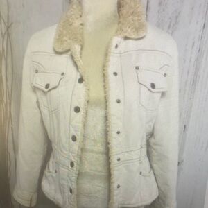 Women's Cream Sherpa-Lined Jacket